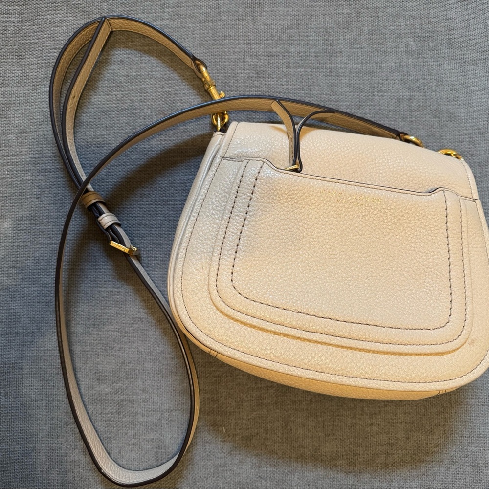 Marc Jacobs Cream Crossbody Bag with Saddle Design